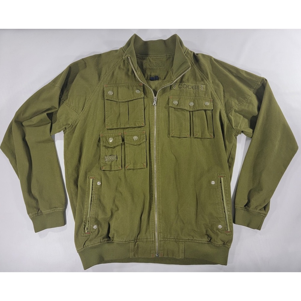 COOGI Australia Green Military‎ Style Bomber Jacket Mens Sz L EUC Rare!